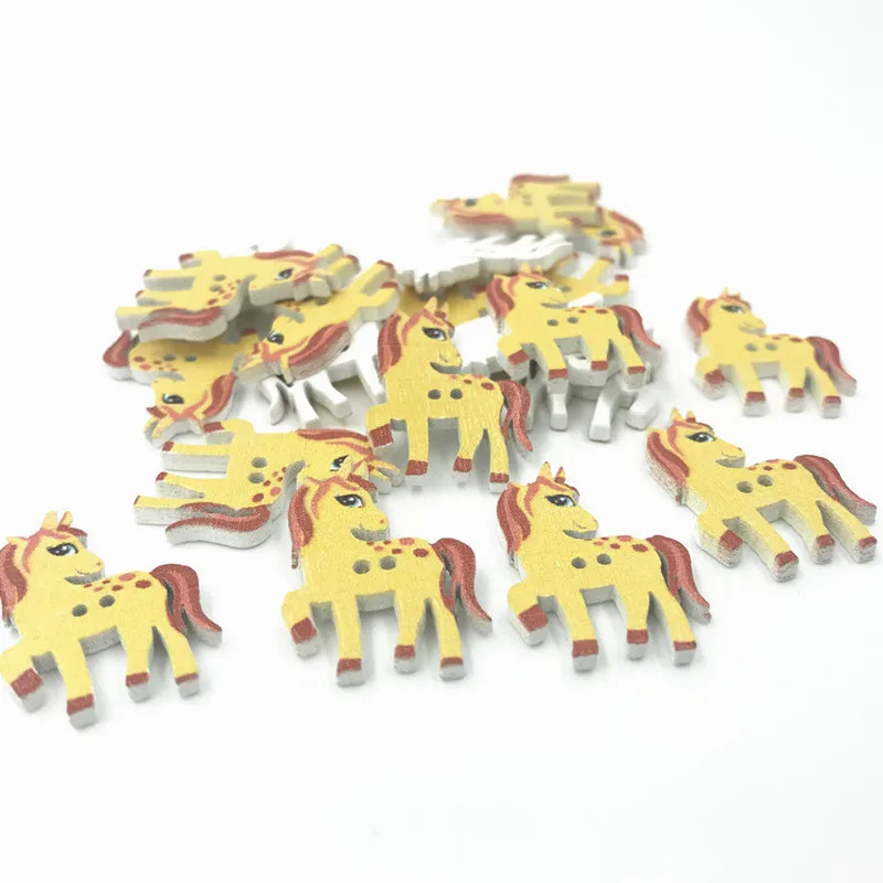 DIY 100 шт. деревянные желтые единороги фотообои детская одежда 26 мм|Пуговицы| |