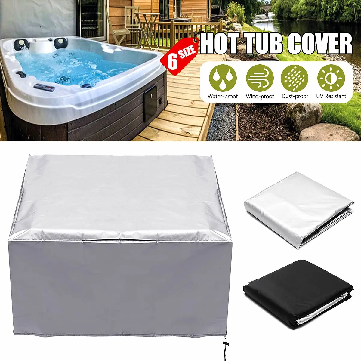 

218/231/244*90cm 200/220/240*85cm Hot Tub Dust Cover For SPA hot tub and furnitures Durable Anticorrosive Anti-uv
