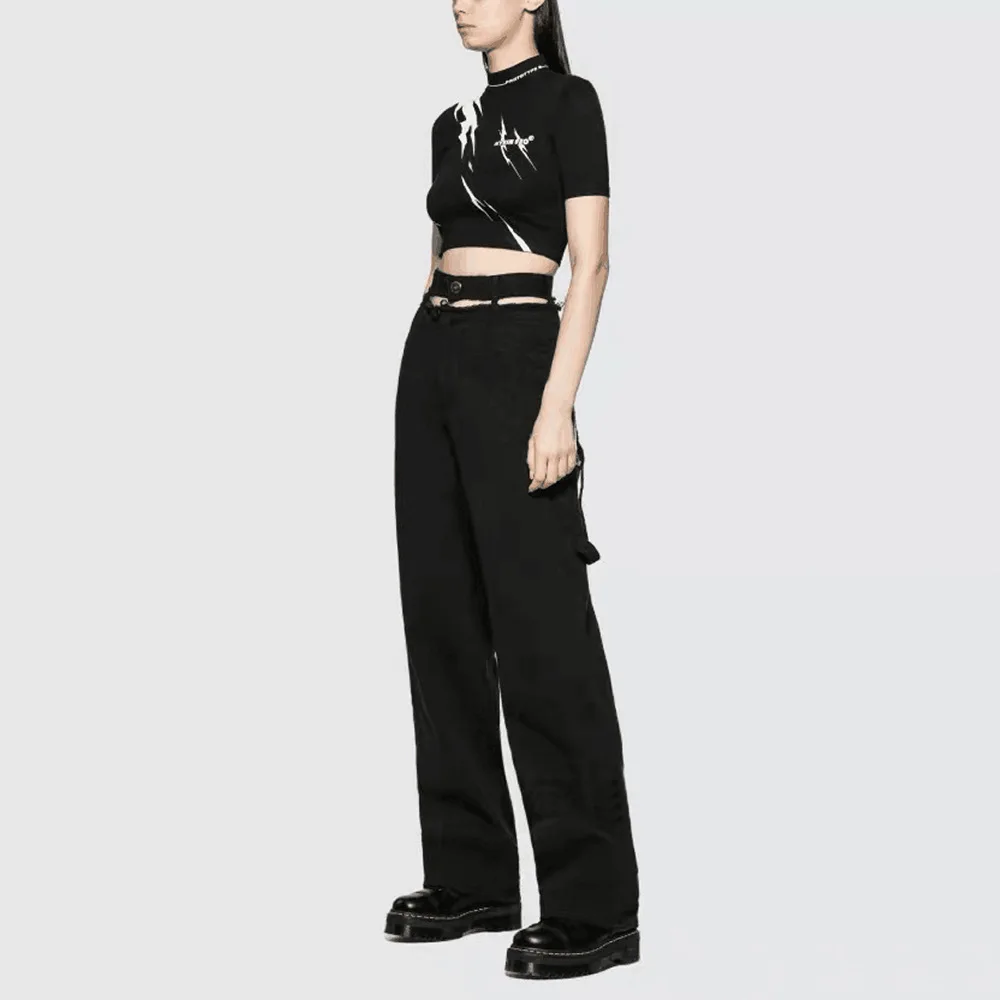 Повседневные женские джинсы с широкими штанинами винтажные брюки вырезами и