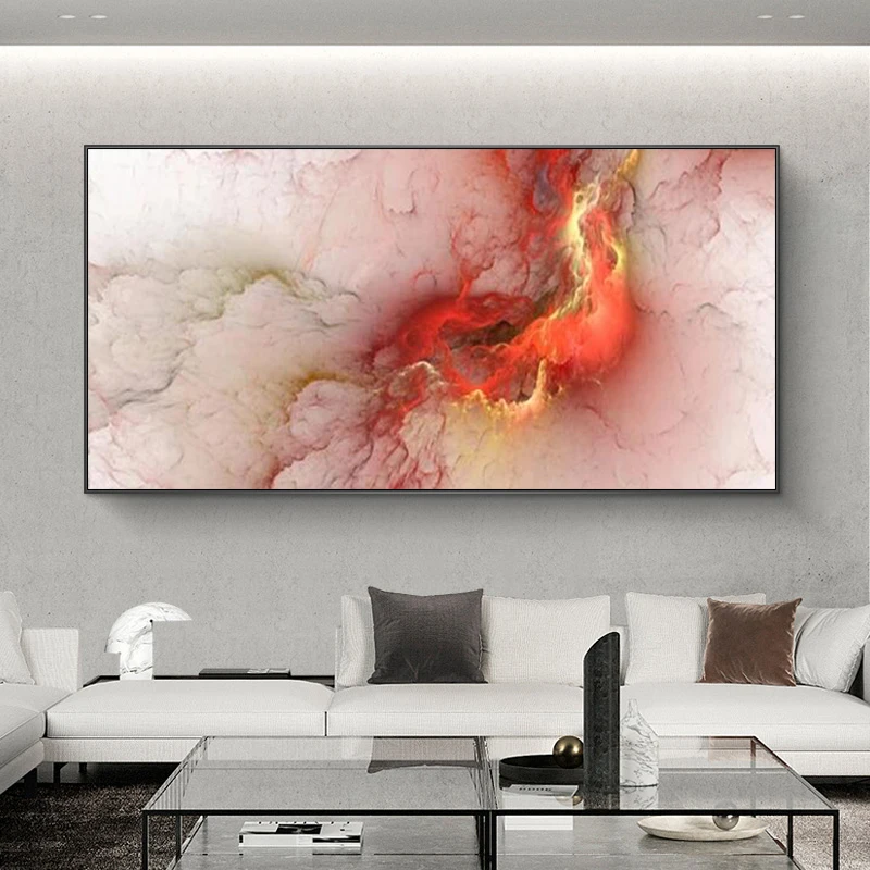 

Nordic Poster Orange Landscape Oil Painting Red Abstract Wall Art Painting Canvas Picture Wall Art Living Room Home