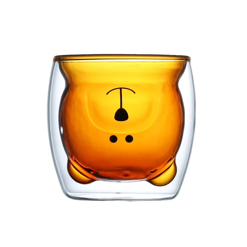 Креативное стекло с милым мультяшным животным двойной изоляцией стакан для воды