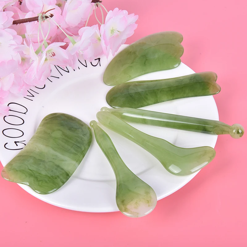 

Natural Resin/Jade Guasha Scraping Massage Scraper Face Massager Acupuncture Gua Sha Board Acupoint Face Eye Care SPA Massage