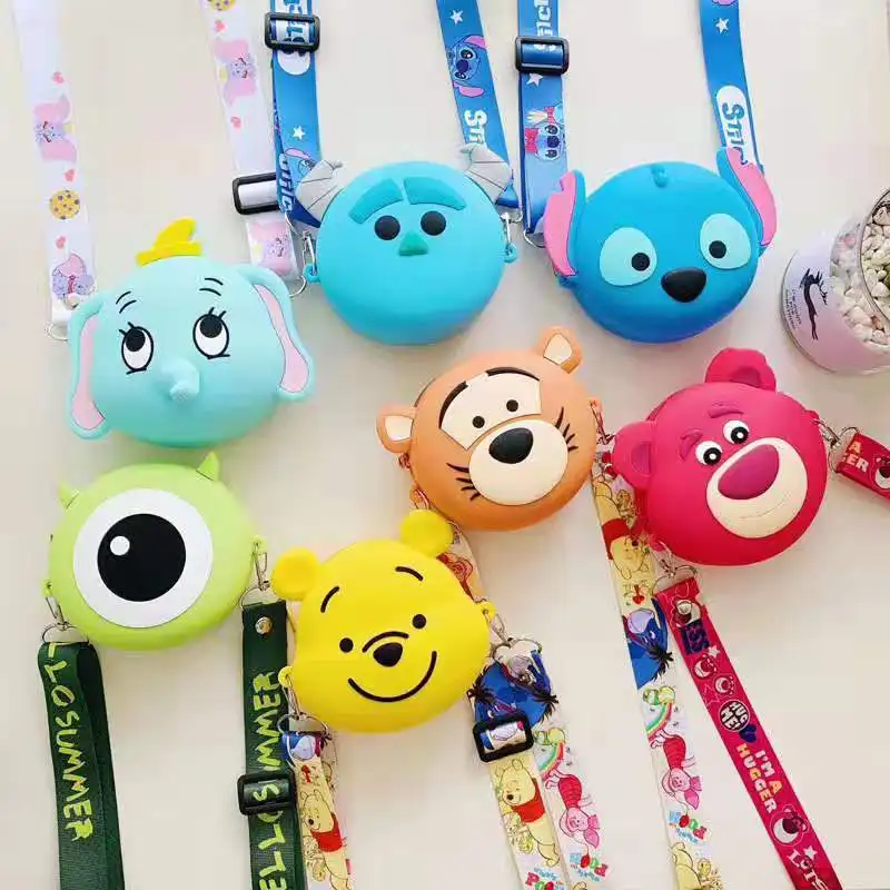 Disney Микки Маус женский монетница Минни Сумка через плечо Милая открытка сумка для карт Мультфильм силиконовый мешок для хранения