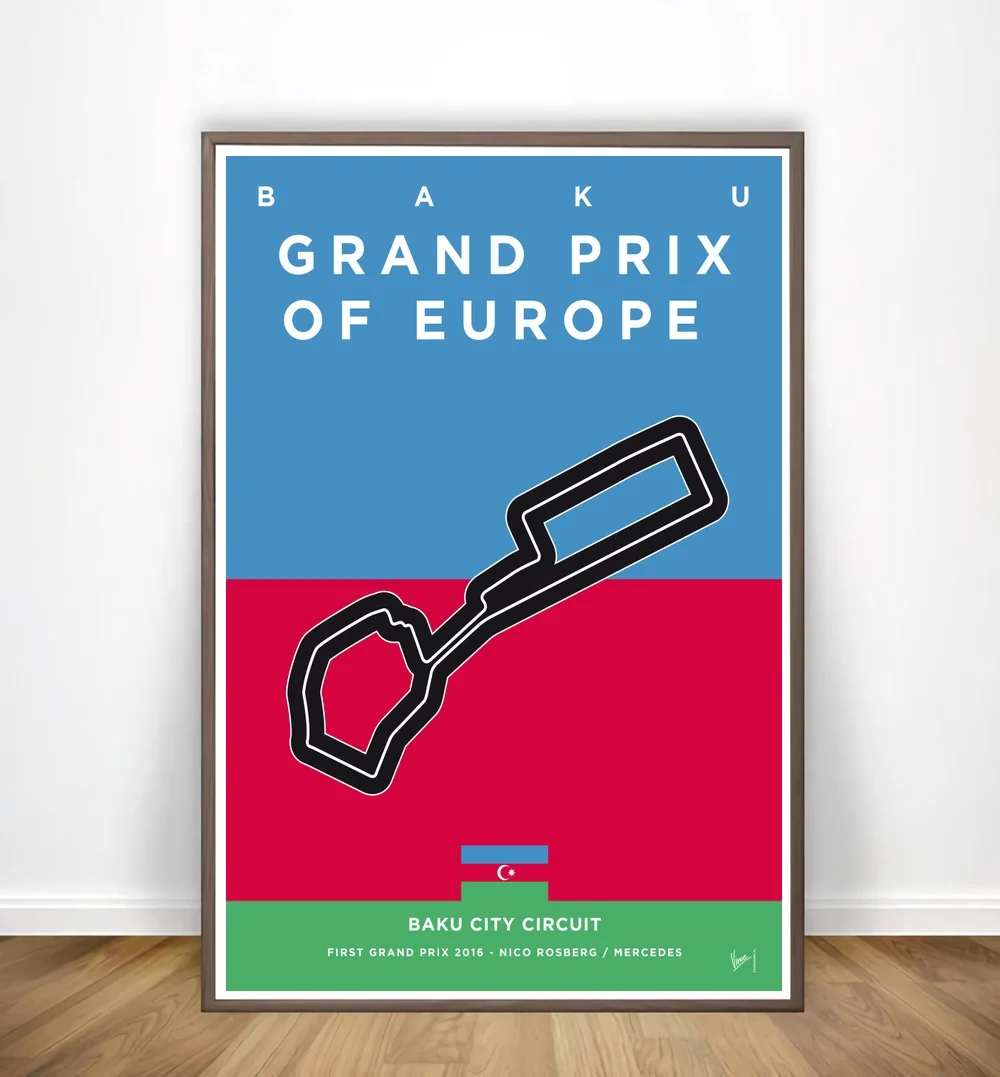 Постеры для гоночной трассы с изображением Монако яса Бахрейна каталлонии