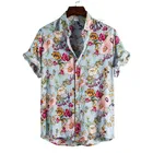 Мужская водолазка, гавайская пляжная рубашка, свободная приталенная Высококачественная гавайская рубашка с цветами, гавайская рубашка