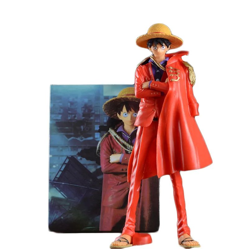 25CM One Piece Luffy Anime 20th Red Black Action Figure PVC Q Version Statue Collection Model Toys for Kids Figurine | Игрушки и хобби