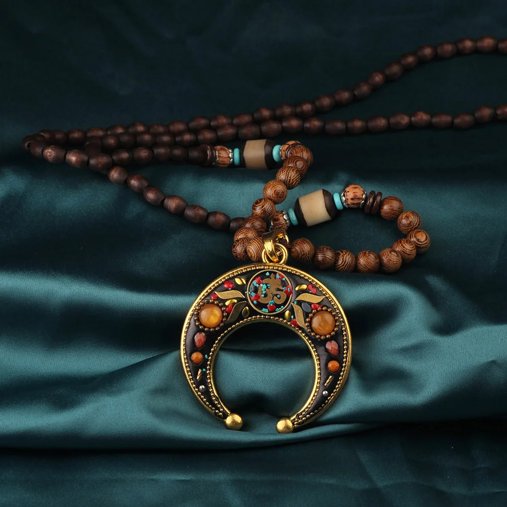 Винтажное деревянное ожерелье с бусинами в этническом стиле непальском