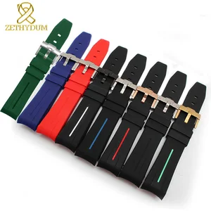 Силиконовый резиновый браслет 20 мм 21 мм ремешок для часов спортивный ремешок для часов изогнутый конец Водонепроницаемый Аксессуар ремень зеленый ремешок для часов