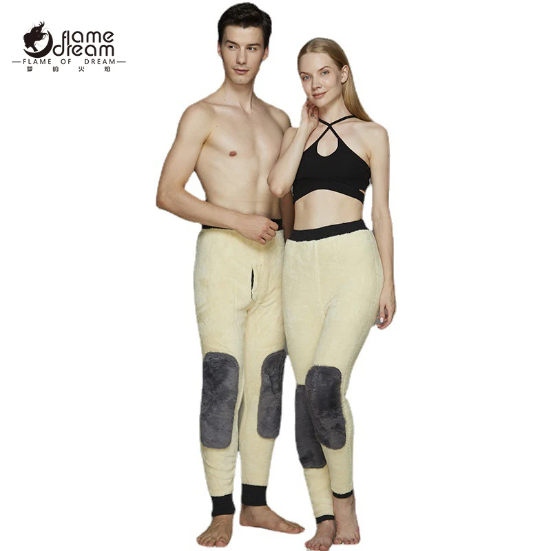 

Flame of dream Autumn And Winter couple's Warm Wool Pants Thickened Cashmere Warm Pants Thermal Pants