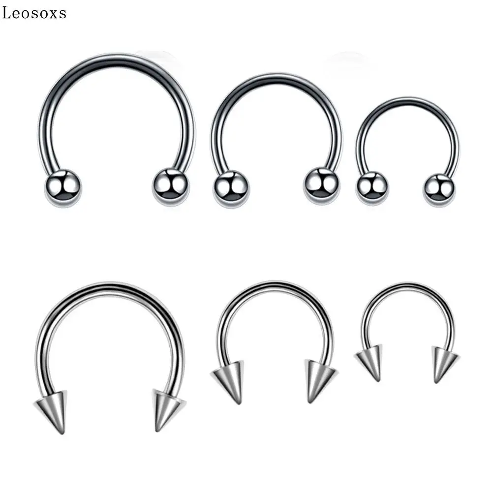 

Leosoxs 2 piece C-shaped ball point cone horseshoe ring earrings nose ring lip ring simple universal ring human body piercing