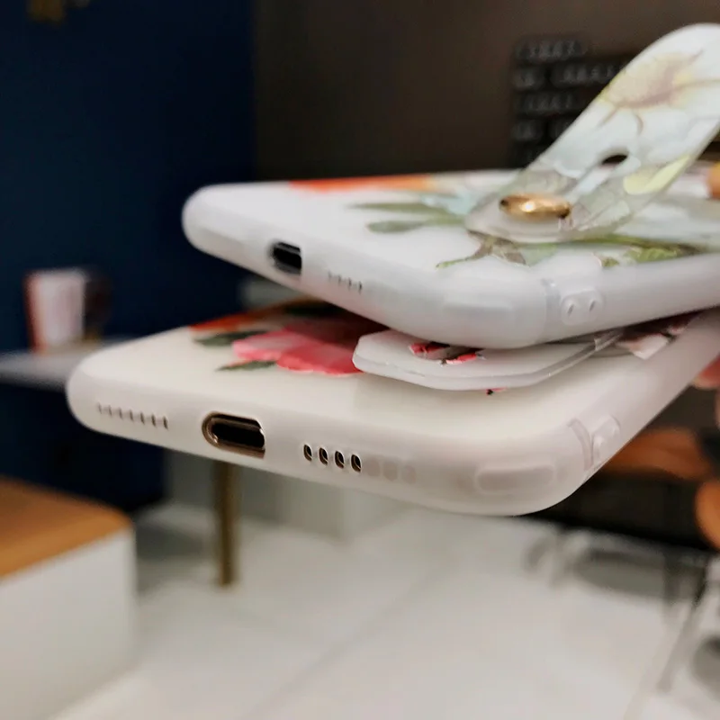 Чехол-держатель для телефона iphone X Xs чехол Max XR 11 Pro 7 8 6 6s plus цветок Мягкий ТПУ