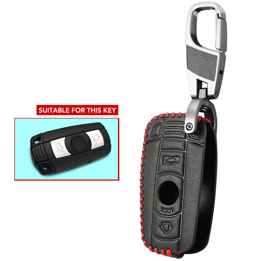 Кожаный чехол для ключей с 3 кнопками BMW E90 E60 E70 E87 5 6 серии M3 M5 X1 X5 X6 Z4|Наклейки на