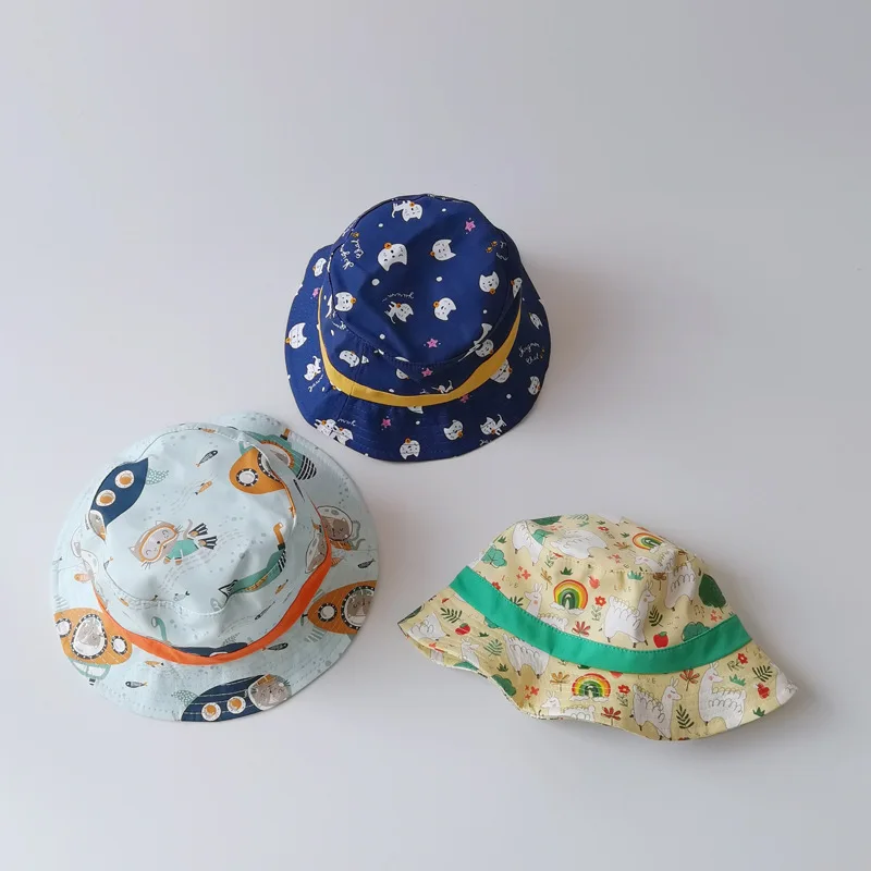 

Панама летняя с мультяшным принтом для мальчиков и девочек, модная пляжная шапка рыбака с милым радужным котом, яркая, 2021