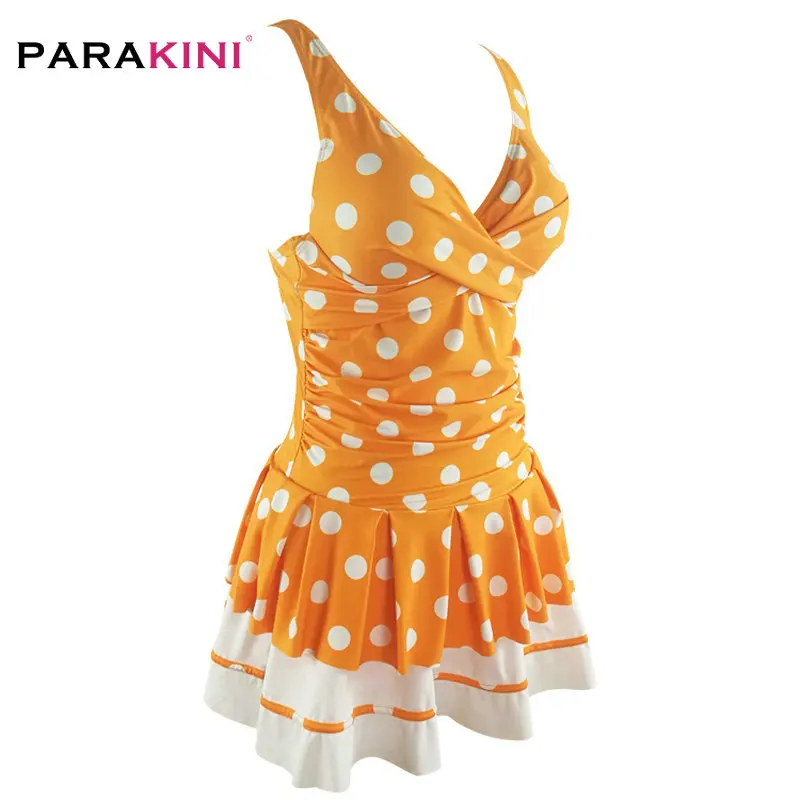 PARAKINI, сдельный купальник,, плюс размер, 2XL, одежда для плавания, для женщин, пуш-ап, купальники, в горошек, с принтом, на бретельках, ретро платье, одежда для плавания, танкини