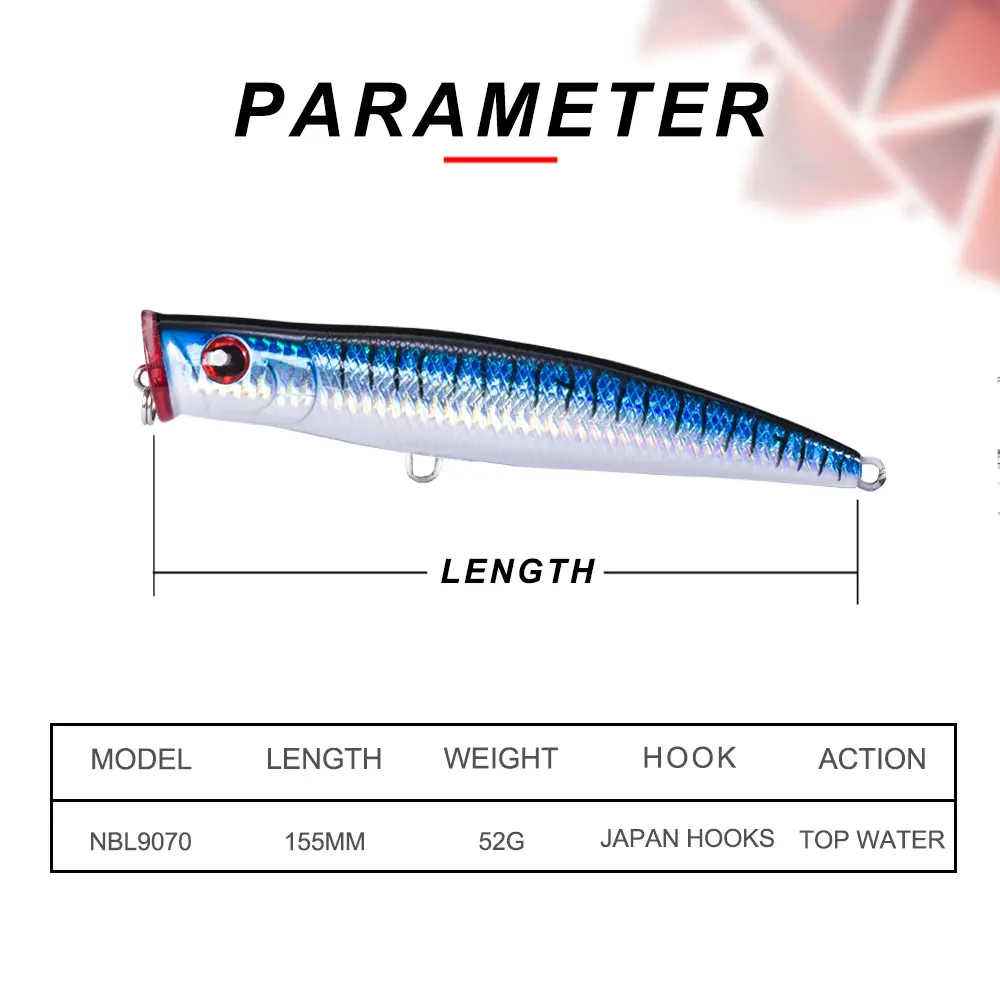 NOEBY Поппер для рыбалки наживка NBL9070 155mm/52 г Топ воды Leurre Dur Peche Франция Pesca искусственная, жесткая, для рыбалки приманки