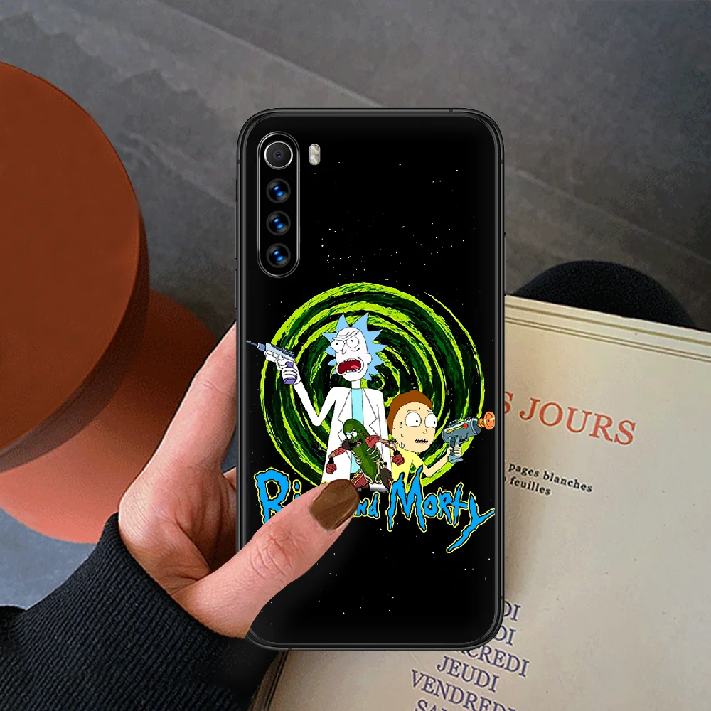 

Ricks Cute Mortys Phone Case For Xiaomi Redmi Note 7 8 8T 9 9S 4X 7 7A 9A K30 Pro Ultra Black Back Luxury Hoesjes Soft Coque