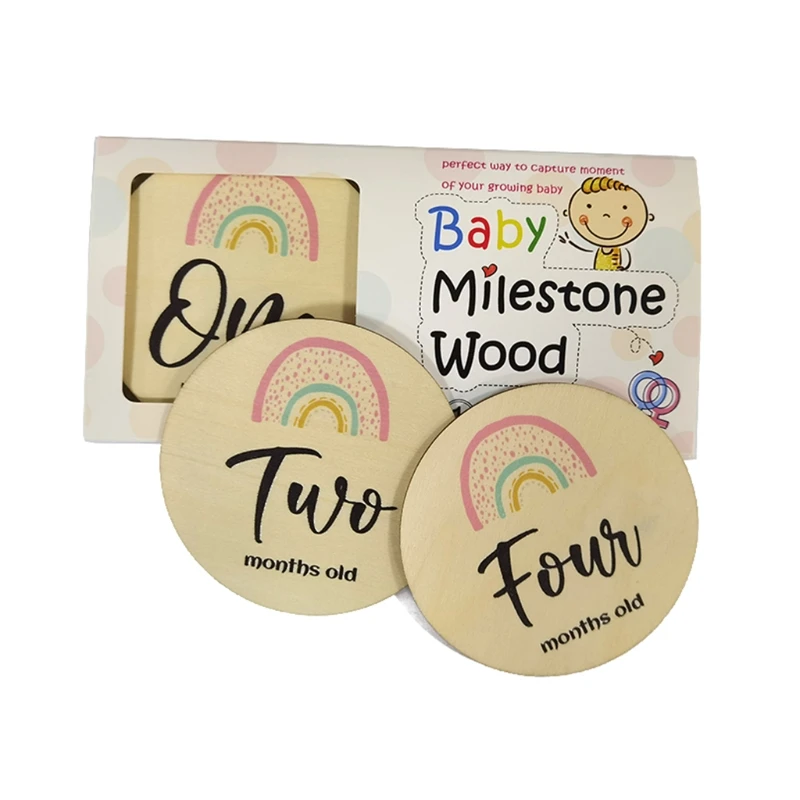 

6 Pcs/Set Newborn Birth Monthly Recording Card Baby Rainbow Month Milestone Cards Baby Photography Props