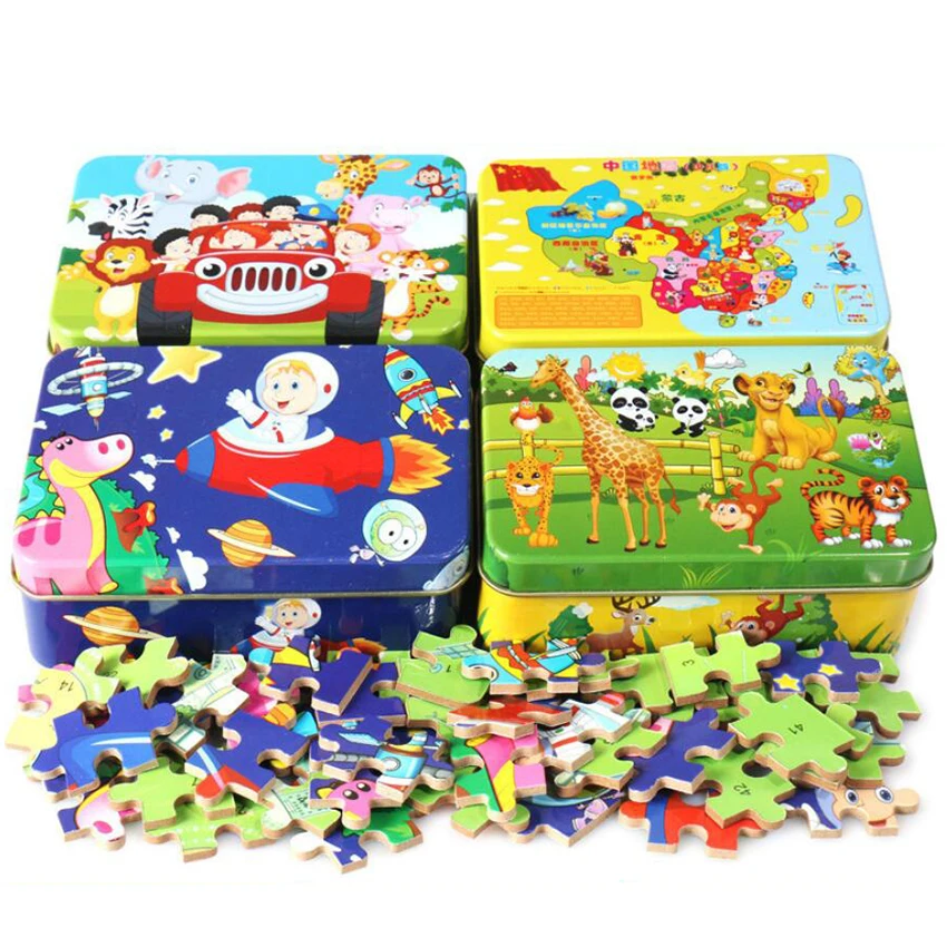 

New 60 Pieces Wooden Puzzle Kids Toy Cartoon Animal Wood Jigsaw Puzzles Early Christmas Gift Puzzle Jigsaw Puzzle Wooden Toys