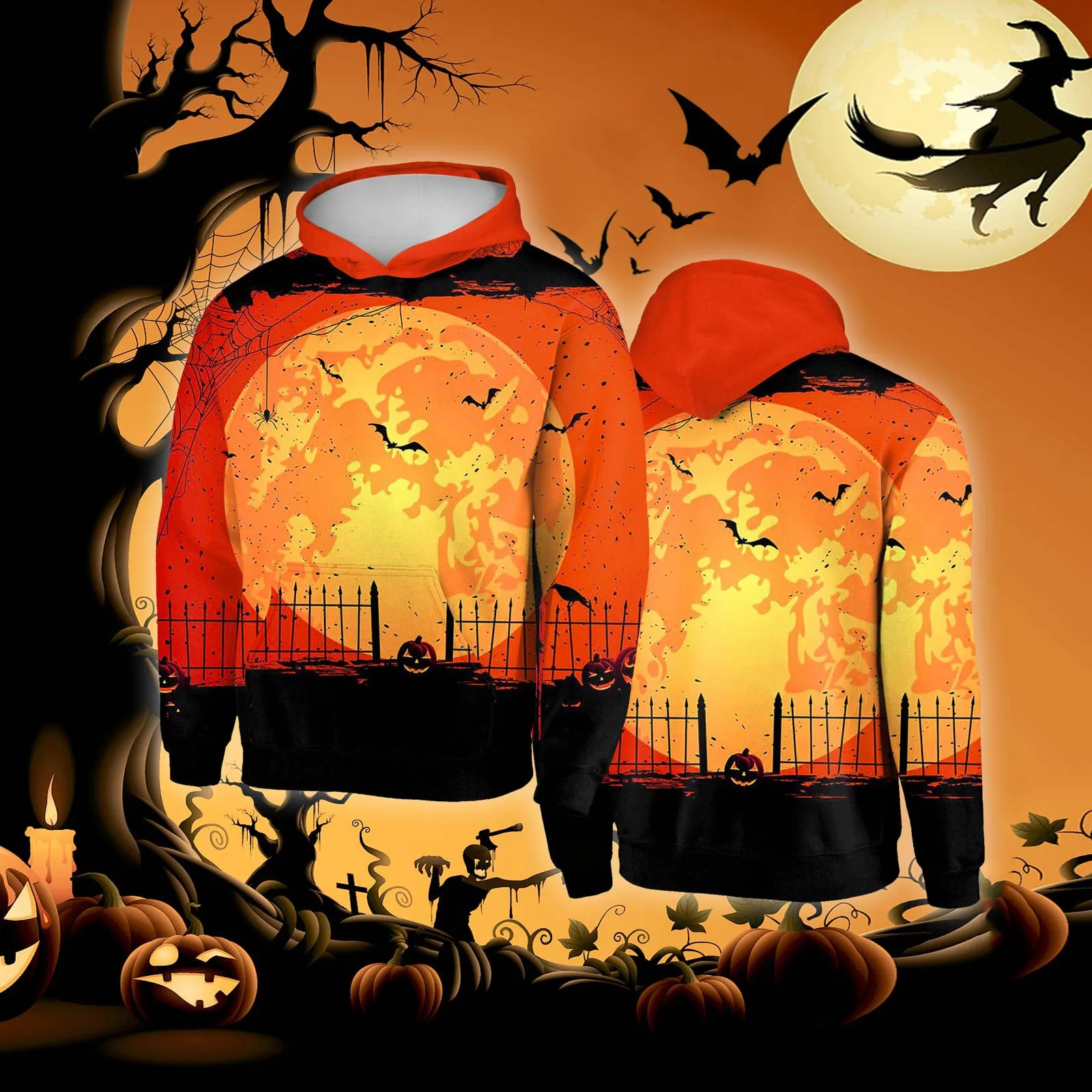 

Новинка 2021, Мужская модная Толстовка на Хэллоуин, топ с 3D принтом, Забавный Повседневный Свободный пуловер в стиле хип-хоп для мужчин и женщи...