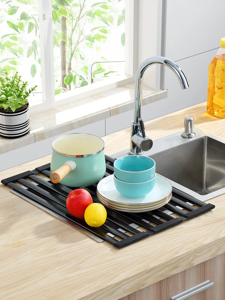 

Silica gel add space aluminum dish rack land without black small kitchen drop drop drop aircraft bowl chopsticks is received