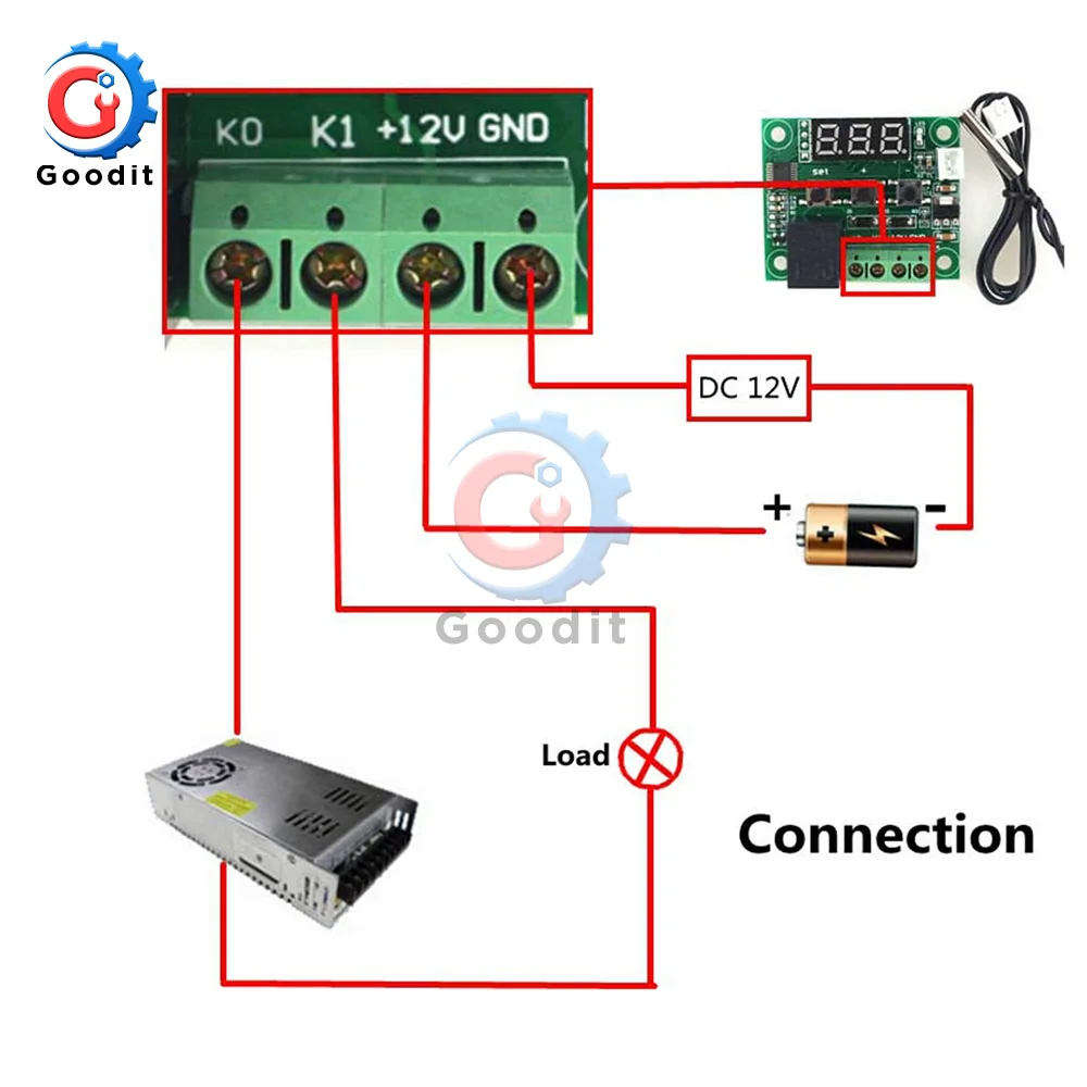 W1209 DC 12V температура отопления охлаждения Термостат Регулятор температуры