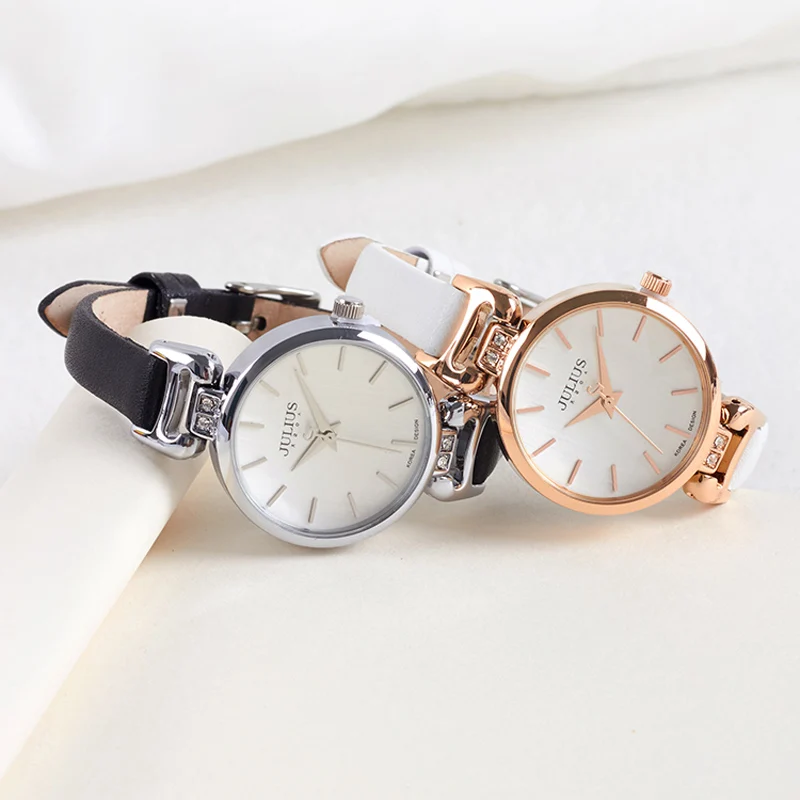 

Julius Watch Retro Women Thin Leather Ladies Bracelet Clock Montre Femme Gifts Rose Gold Dress Hardlex Round No Box 925