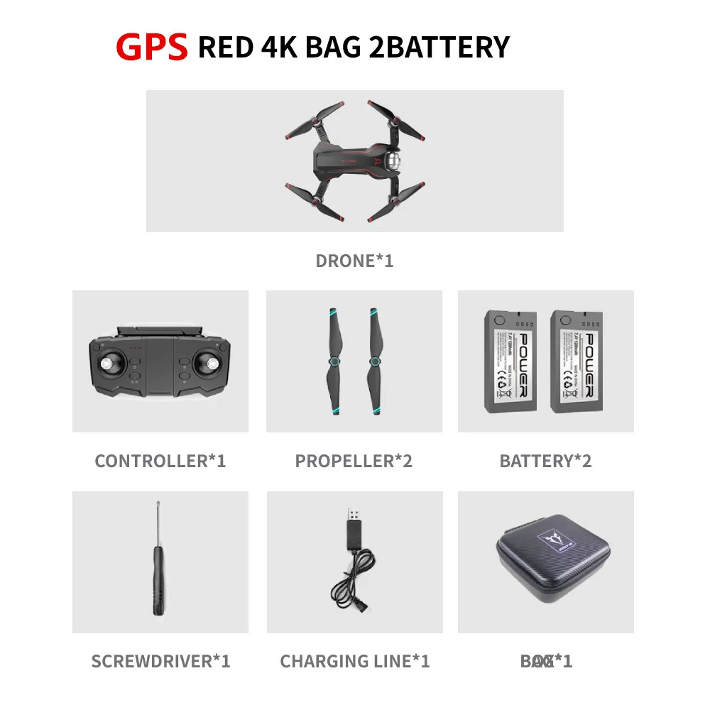 GPS Red 4K Bag 2B Радиоуправляемый квадрокоптер S20 Дрон gps 4K HD Двойная камера 5G wifi FPV складной селфи Дрон профессиональный оптический поток 500 м дальние расстояния - Цвет: GPS Red 4K Bag 2B
