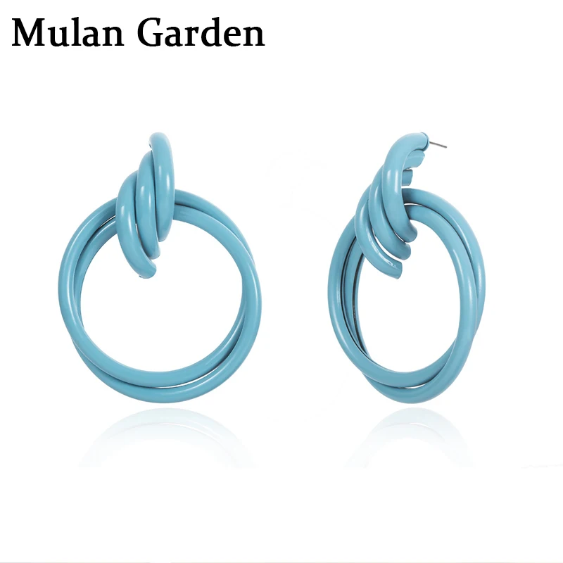 

M&G New Elegant Dangle Earrings for Women Round Yellow Pink Pendant Simple Statement Earrings Fashion Jewelry Accessories Gifts