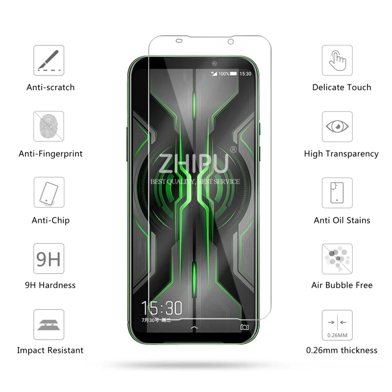 2-Pack Black Shark 2 Pro Screen Protector - 2.5D 9H Tempered Glass Protective Film for Xiaomi Black Shark 2 Pro image 2