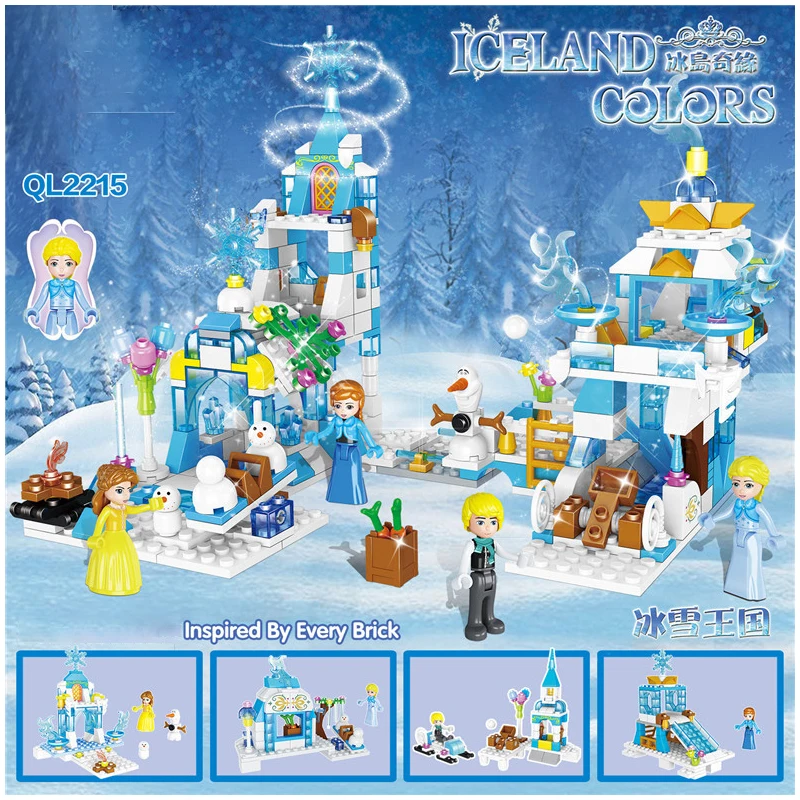 

Girls Princess Castle Building Blocks Ice Snow Friends For Girl Brick Sets House City Compatible Kids Toys Mermaid Palace Model