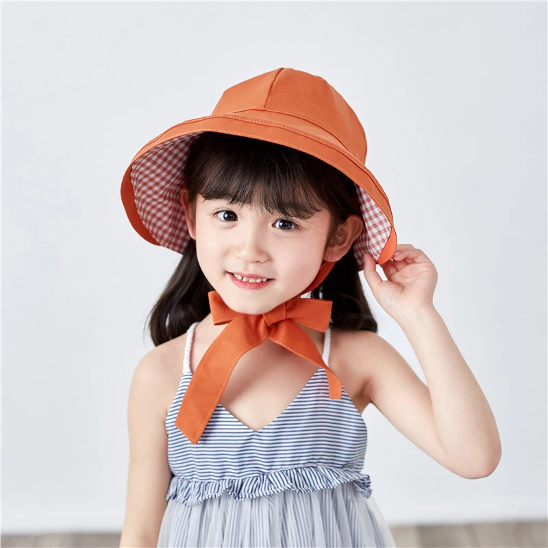 Детские шляпы-ведерки для девочек корейская мода регулируемая Двусторонняя