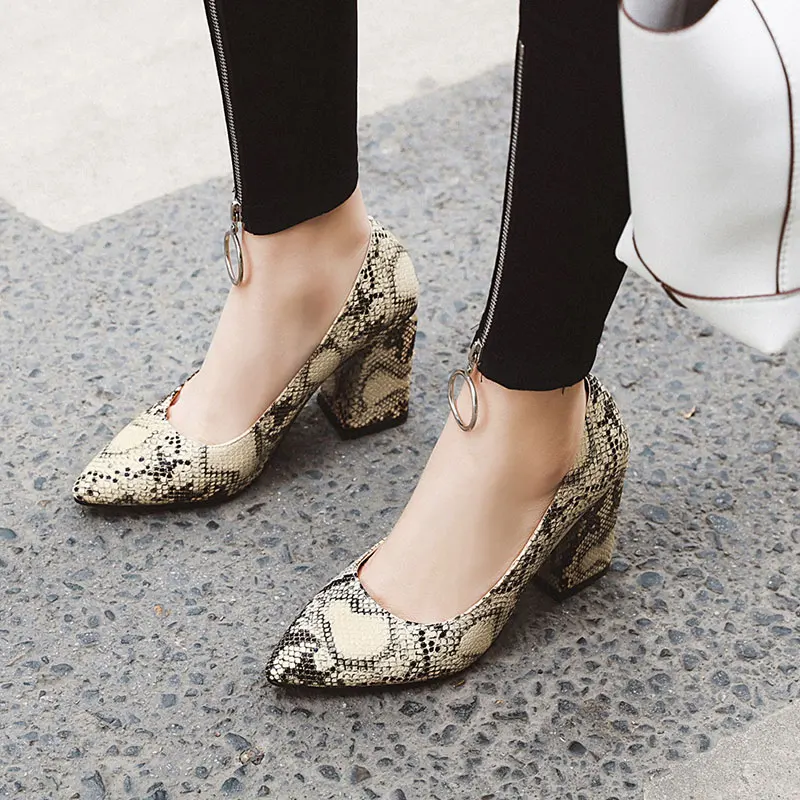 

Lasyarrow Fashion Sexy Pumps Pointy Toe Chunky High Heels Wedding Office Lady Dating Shoes WOman Slip On Plus Size Spring New
