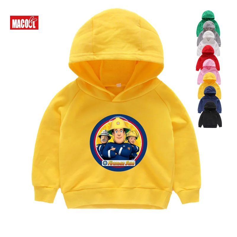 

Children Hoodies Fireman custom Sweatshirts Boys Kids Cotton White Clothes Casual Warm Hooded Top Warm Pullover Coat Long Sleeve
