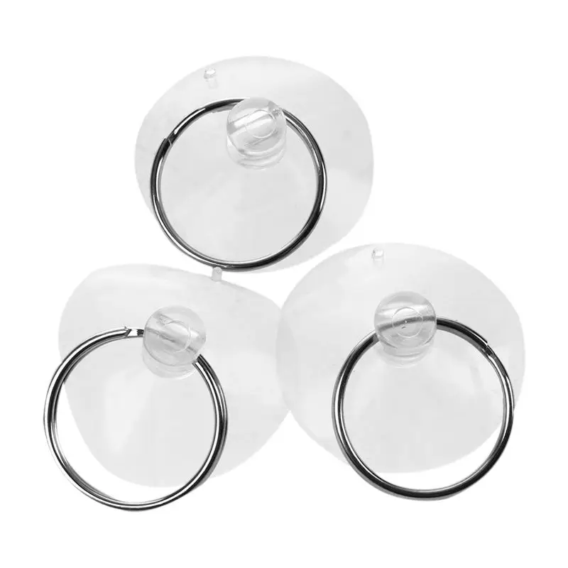 

3 Pcs Clear Soft Plastic 3.5Cm Dia Suction Cup Key Ring Keyring