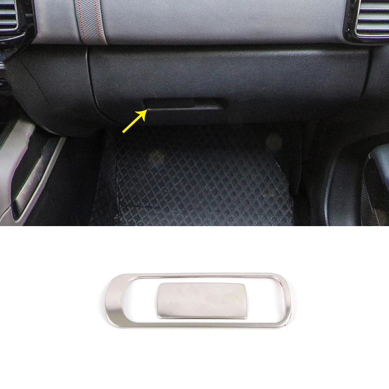 

Stainless Silver Glove Box Handle Decorative Cover For Citroen C5 Aircross 2017 2018 Carbon Look Car Detector Stick Styling