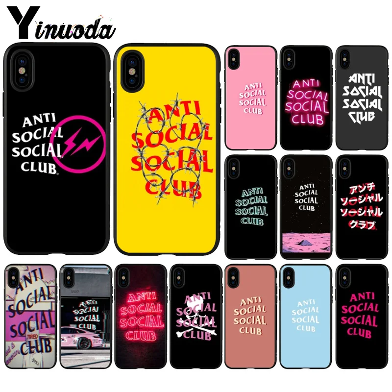 Yinuoda Anti Social Club ASSC TPU Soft Phone Cover for iPhone X XS MAX 6 6s 7 7plus 8 8Plus 5 5S SE XR 11 11pro max | Мобильные