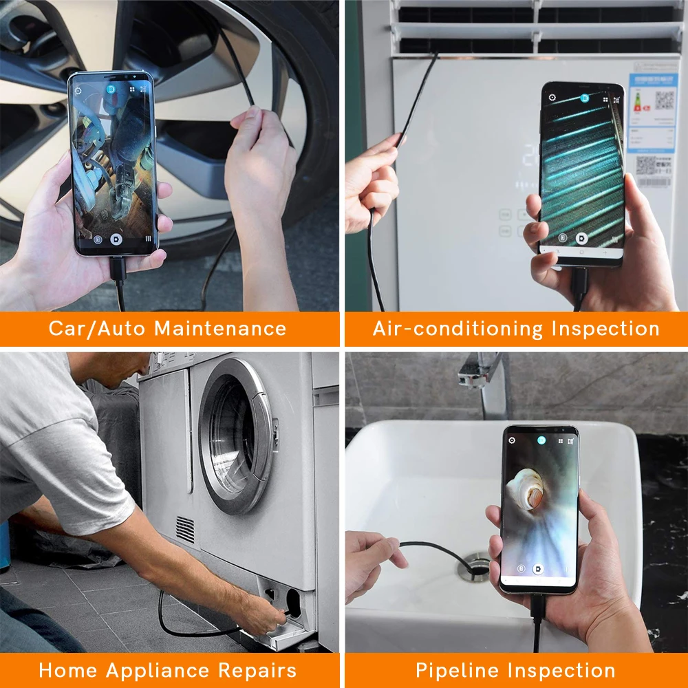 

ZEROGOGO 7mm Wifi Endoscope for Cars Andriod Smartphone Endoscopic Camera USB Doscope Flexible Video Endoscope Type C HD