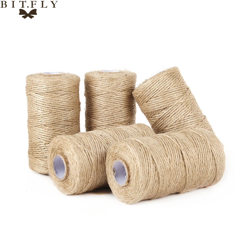 

100Yards/Roll 2MM Natural Jute Twine Burlap String Hemp Rope Party Wedding Gift Wrapping Cords Thread DIY Florists Craft Decor