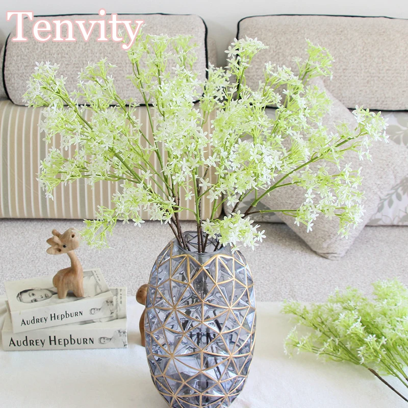 Длинные белые ветки вишни искусственные высококачественные пластиковые