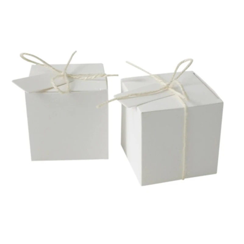

50pcs Square Kraft Paper Cardboard Candy Box DIY Biscuit Favor Gifts Boxes Baby Shower Birthday Wedding Christmas Party Decor