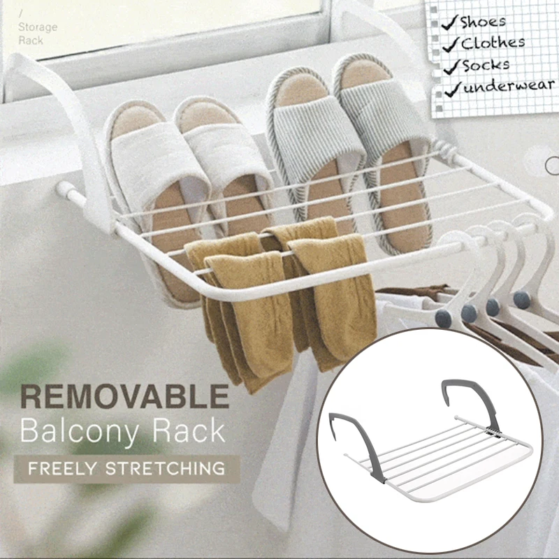 

Multifunctional Foldable Drying Rack Household Indoor Outdoor Balcony Adjustable Shelf Clothes Towel Shoe Hanger HVR88