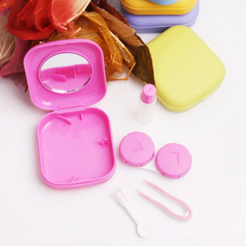 Портативные мини очки-невидимки чехол ангел крыло контактные линзы чехол для объектива США-ученик коробка для хранения цветные пинцеты средства для ухода за глазами