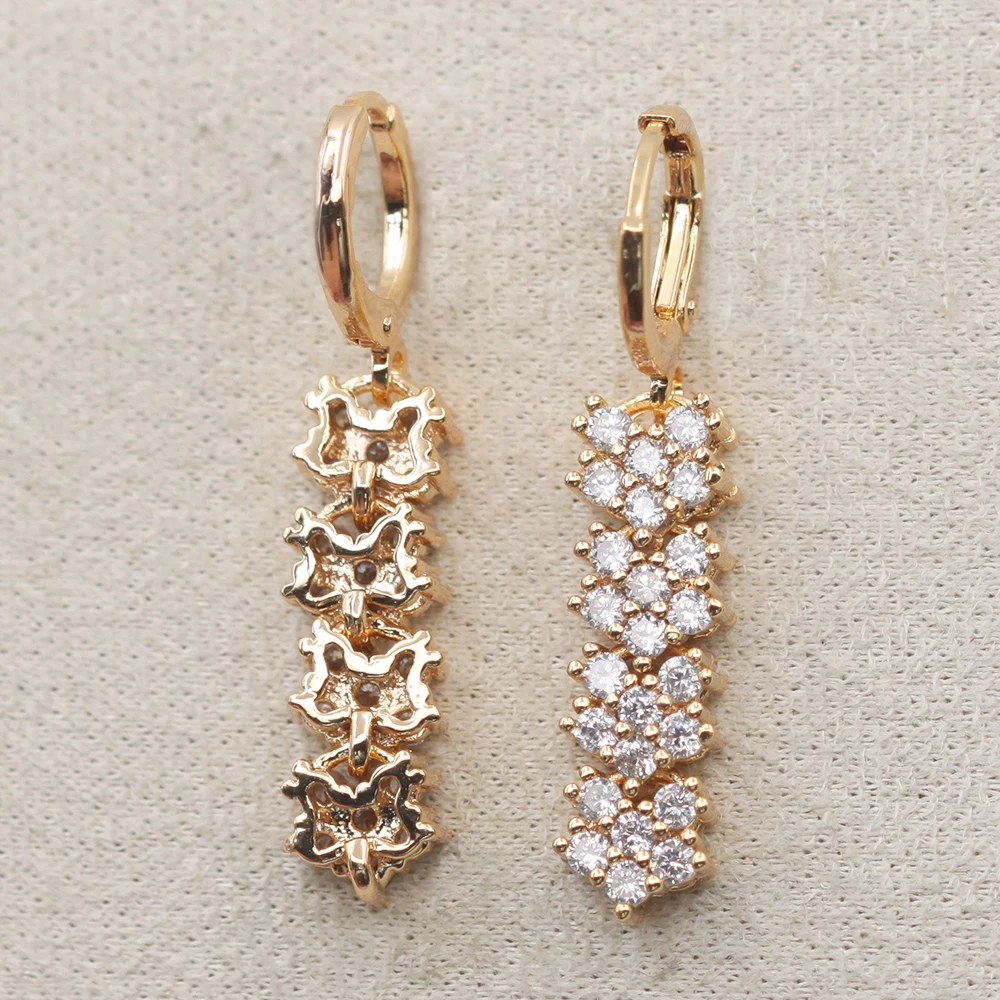 Модные золотые медные висячие серьги в форме цветка для женщин позолоченные