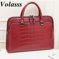fashion womens leather briefcase for 13 3 14 1 inch laptop handbag 2021 girls shoulder bags woman work office leather handbags