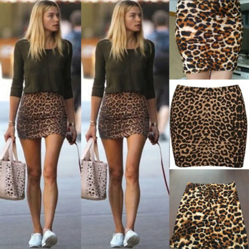 

Summer Fashion Sexy Women Leopard Skirts Ladies Tight Skirts Short Casual Mini Skirt