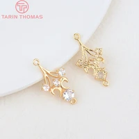 5246pcs 13 5x26mm hole 1mm 24k gold color brass with zircon connect charms pendants high quality diy jewelry accessories