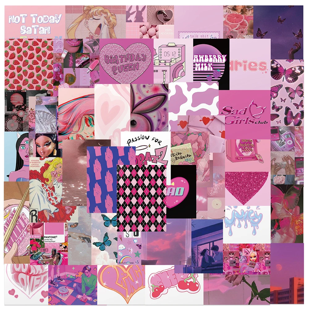 

10/30/50 Pcs Cartoon Pink Series Girl Magazine Waterproof Graffiti Sticker For Divination Refrigerator Motorcycle Skateboard