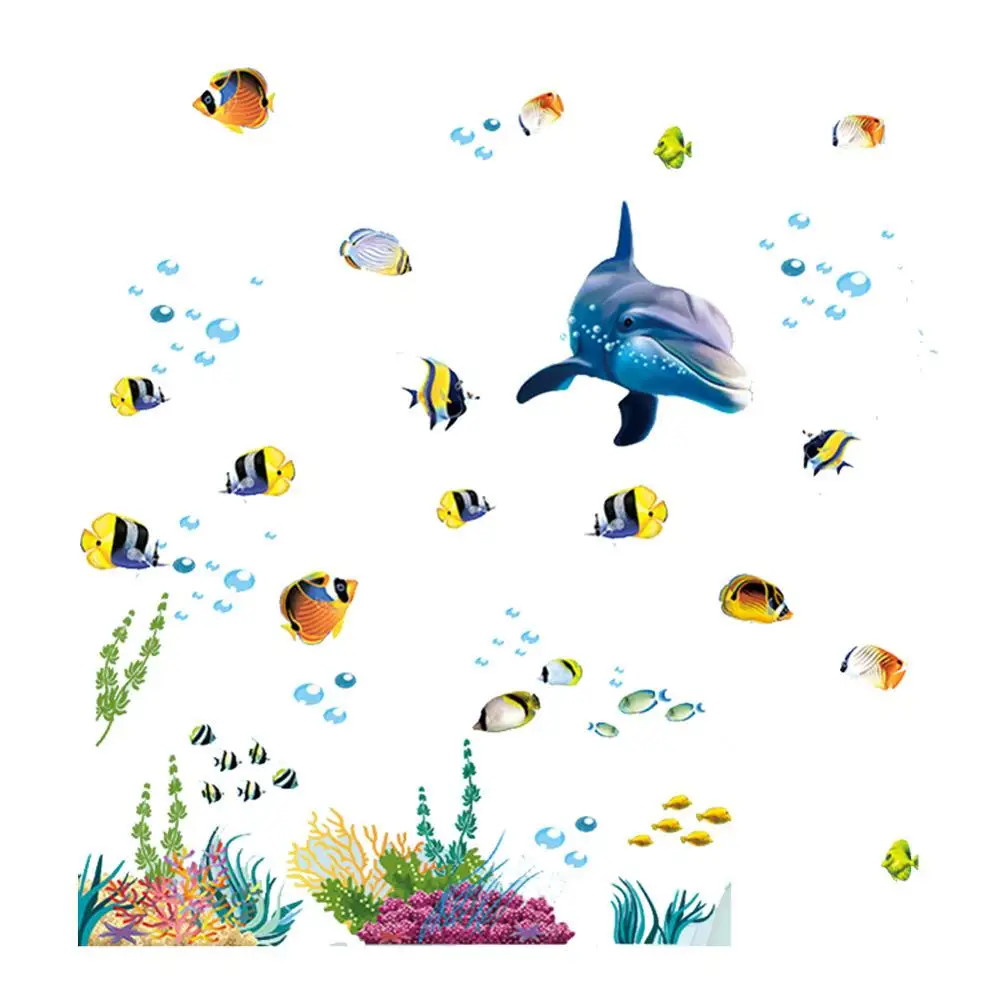 Мультяшный подводный мир дельфины наклейки с животными на стену для детской
