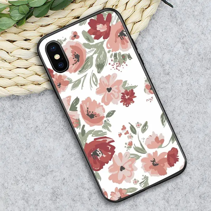 

Flower Romantic beautiful painting Phone Case for iPhone 11 12 pro XS MAX 8 7 6 6S Plus X 5S SE 2020 XR Soft silicone funda