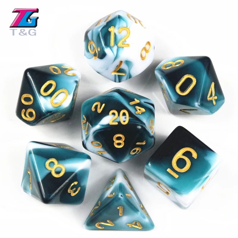 Прозрачный красный и белый цвет D4-D20 в кости для ролевых игр | Спорт развлечения